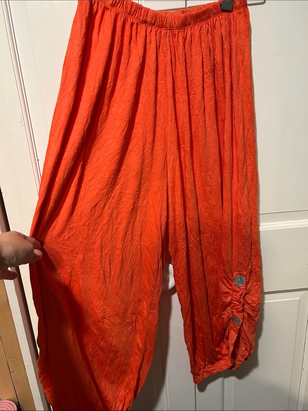 Lulu-B Bright Orange Button-Accent Wide Leg Pants